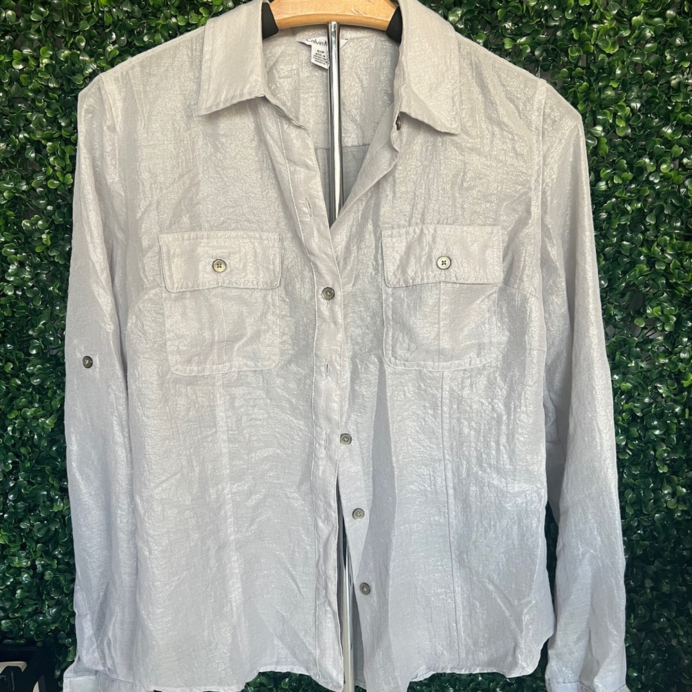 Silver Button-Up Shirt